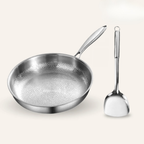 The Cupboard Stainless Steel Hammered Frying Pan with Spatula Bundle