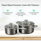 The Cupboard Stainless Steel Cooking Pot Set with Glass Lid