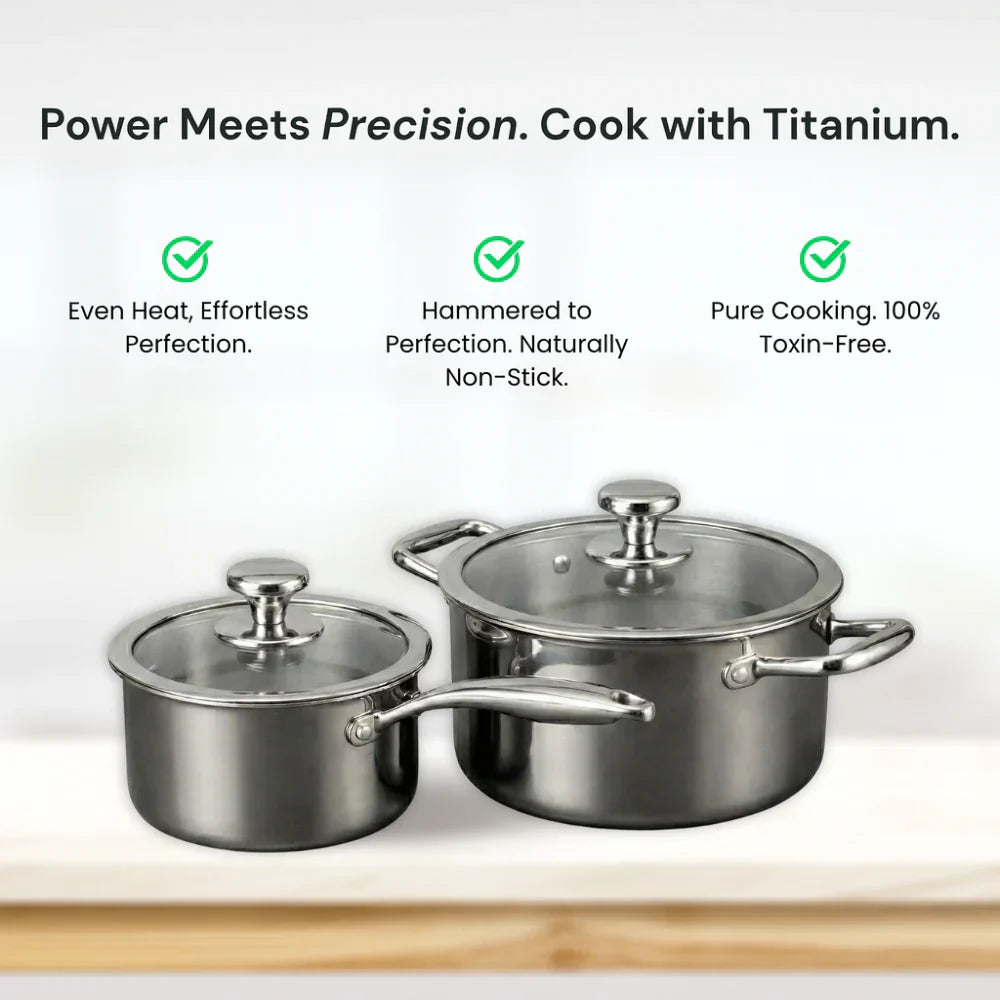 The Cupboard Stainless Steel Cooking Pot Set with Glass Lid